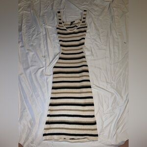 WINDSOR Striped Black and Cream Knit Dress